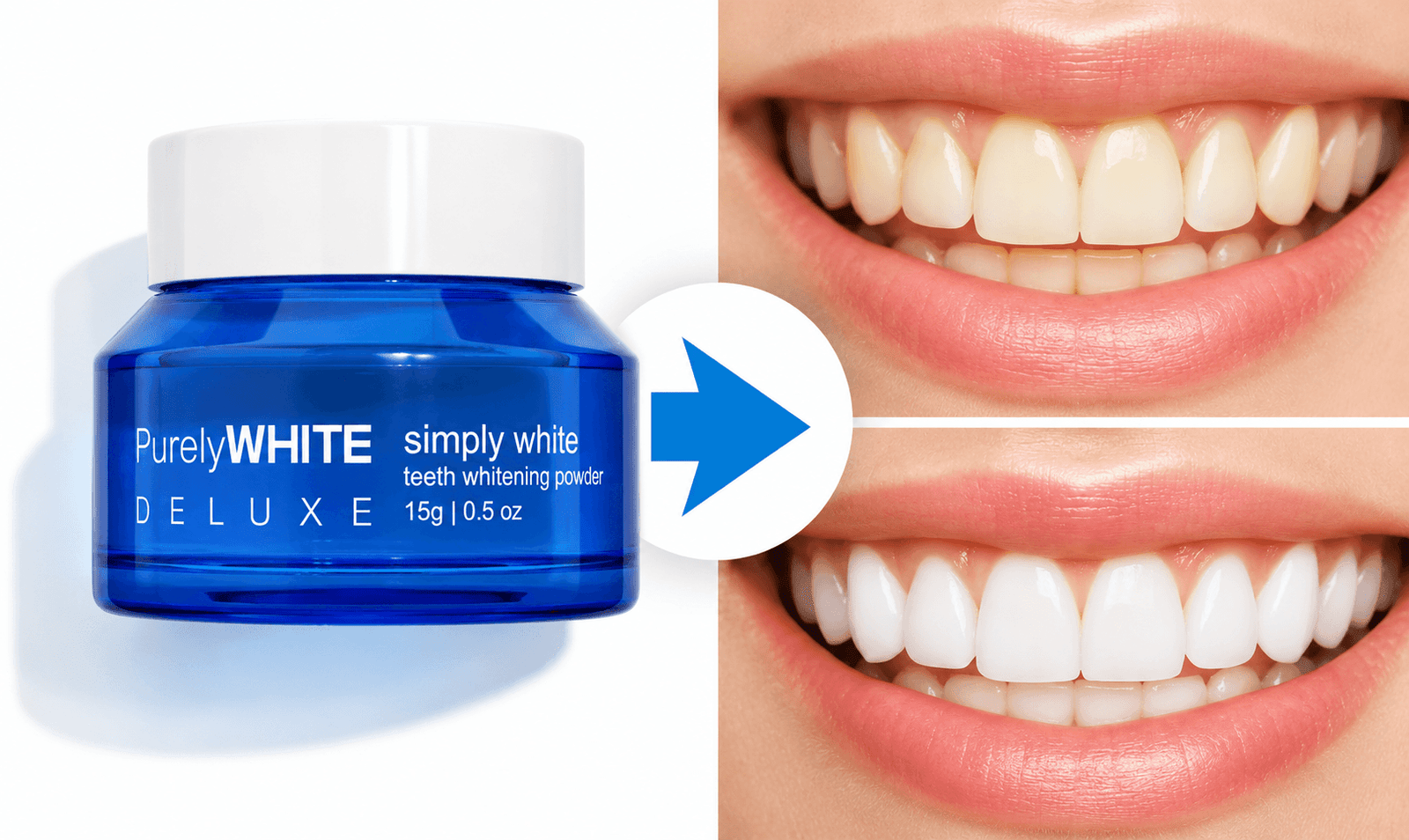 What is PurelyWHITE DELUXE — 3-in-1 teeth whitening powder explanation